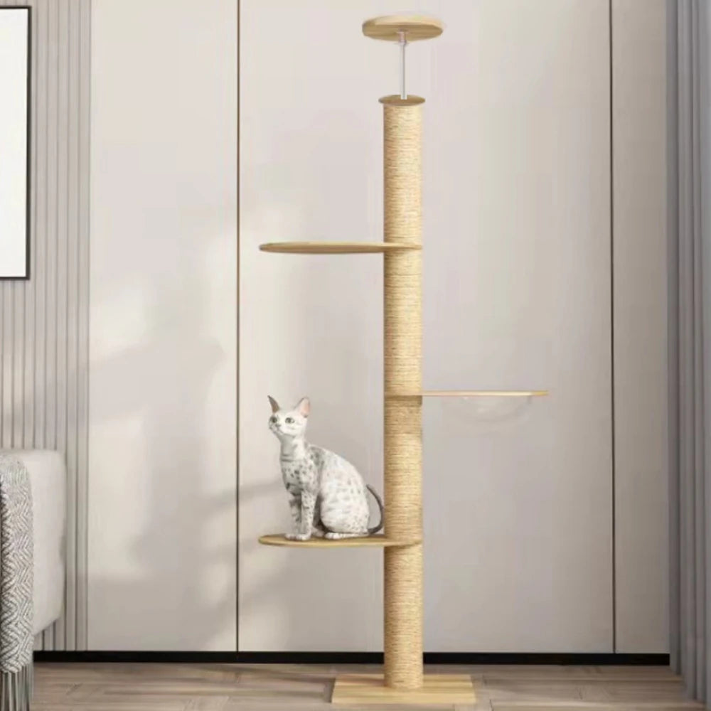 Solid Wooden Adjustable Multilayer Cat Tree Tower for Kittens and Pets Furniture - Image 7