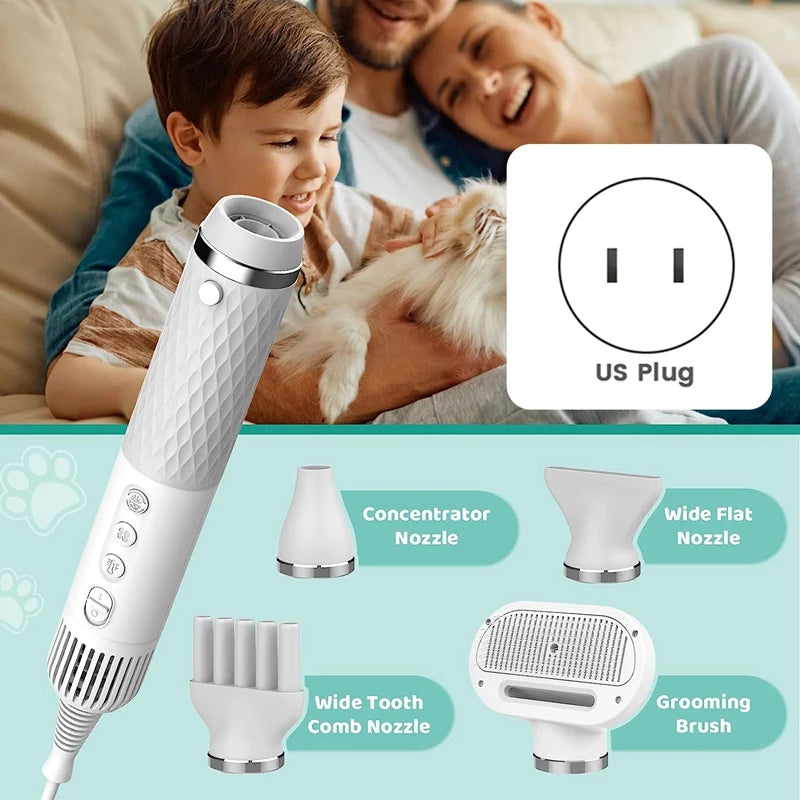 Dog Hair Dryer 5 In 1 Handheld Dog Dryer Pet Dog Blow Dryer With Temperature Adjustment For Home Travel US Plug - Image 6