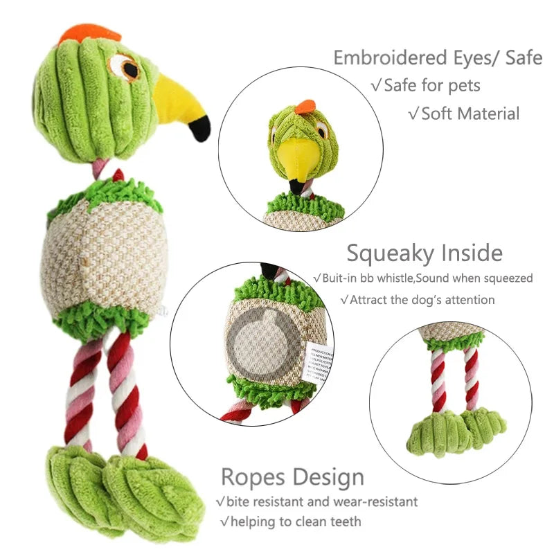 Funny Bird Shaped Plush Squeak Chew Ropes Toy - Interactive Dog Toys for Small & Large Pets - Image 6